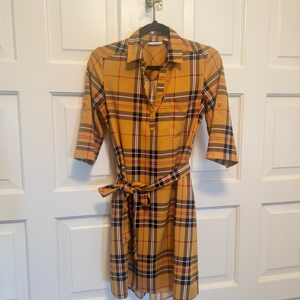 Burberry Yellow Plaid Shirt Dress